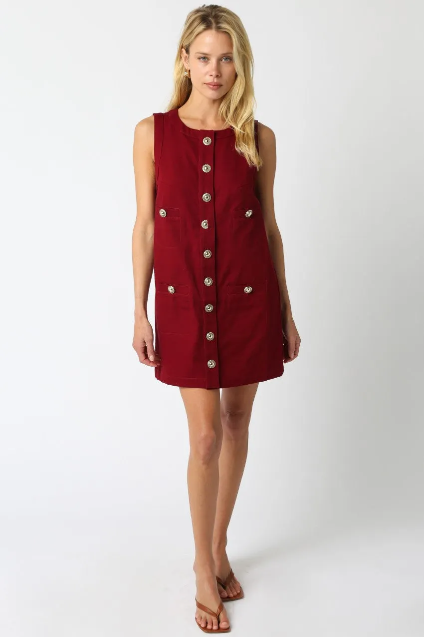 Karina Button Mini Dress sold by Brightside Boutique