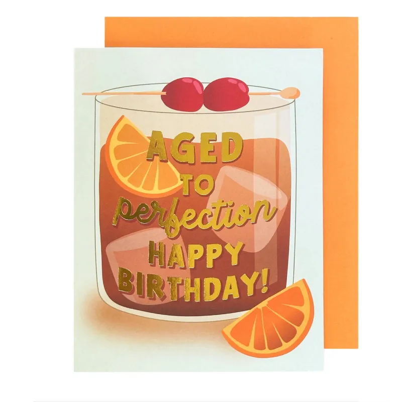 Aged to Perfection Whiskey Birthday Card sold by Brightside Boutique