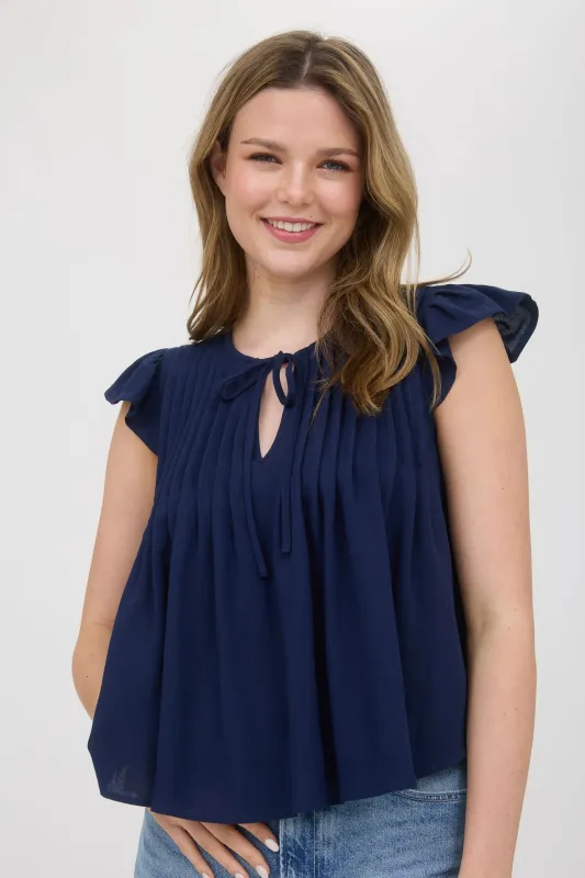 Ruffle & Ribbon Ruffle Sleeve Top sold by Brightside Boutique