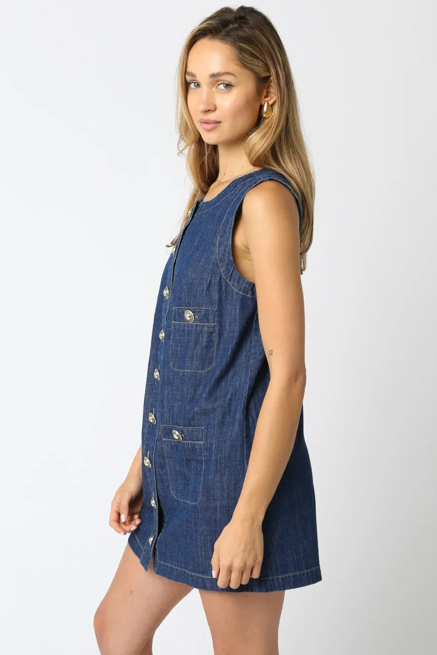 Katrina Button Down Denim Dress sold by Brightside Boutique product image thumbnail 2