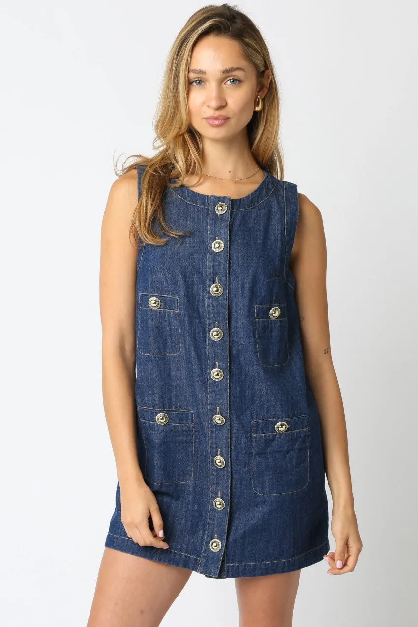 Katrina Button Down Denim Dress sold by Brightside Boutique