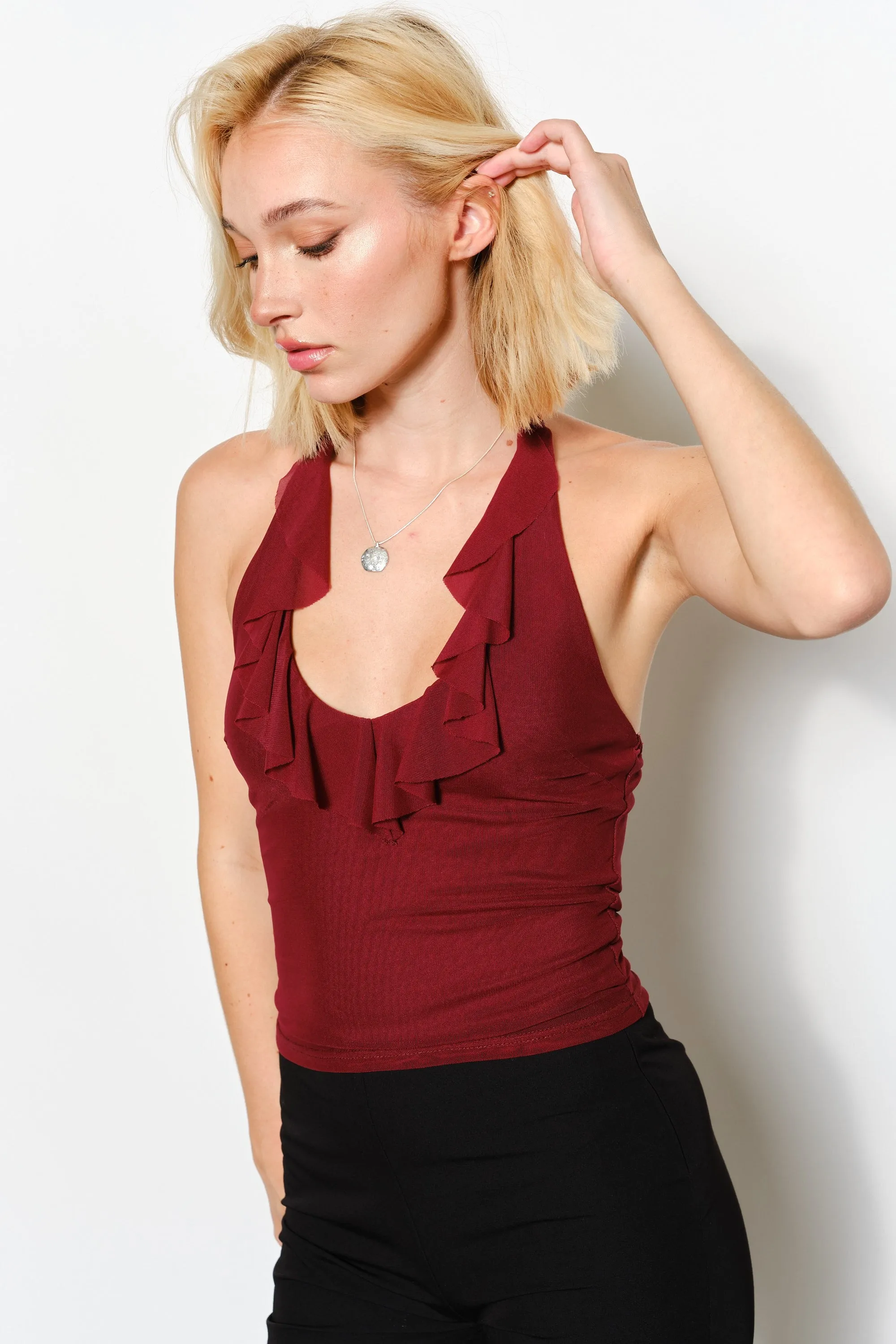 Juliana Ruffle Halter Top sold by Brightside Boutique product image thumbnail 2
