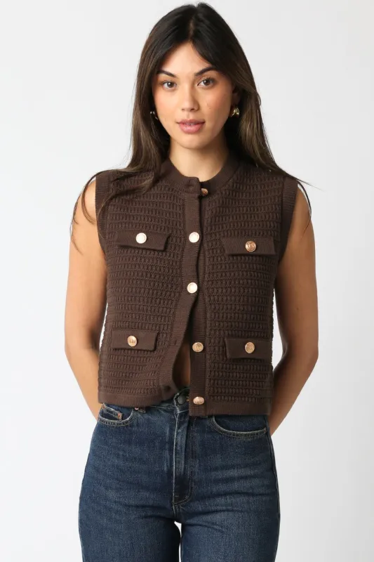 Selena Button Up Knit Vest sold by Brightside Boutique