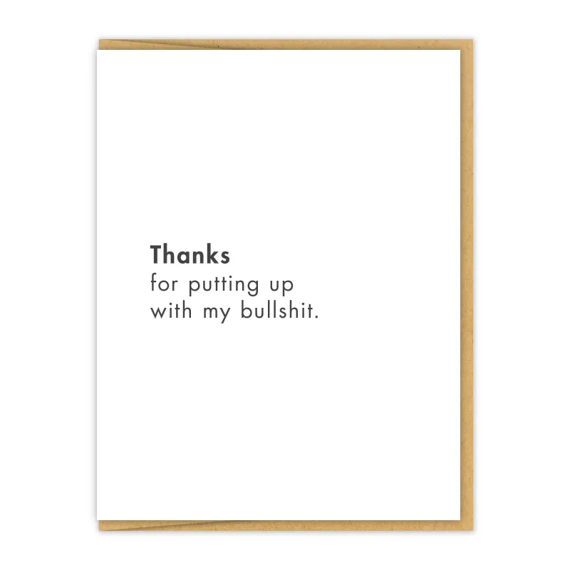 Thanks for Putting Up With Me Friendship Card sold by Brightside Boutique
