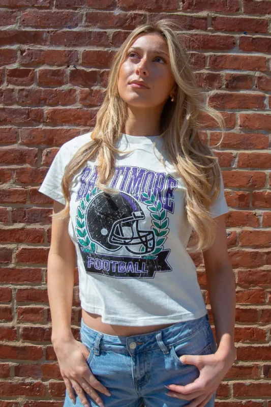Brightside The Label Laurel Football Helmet Cropped Tee sold by Brightside Boutique