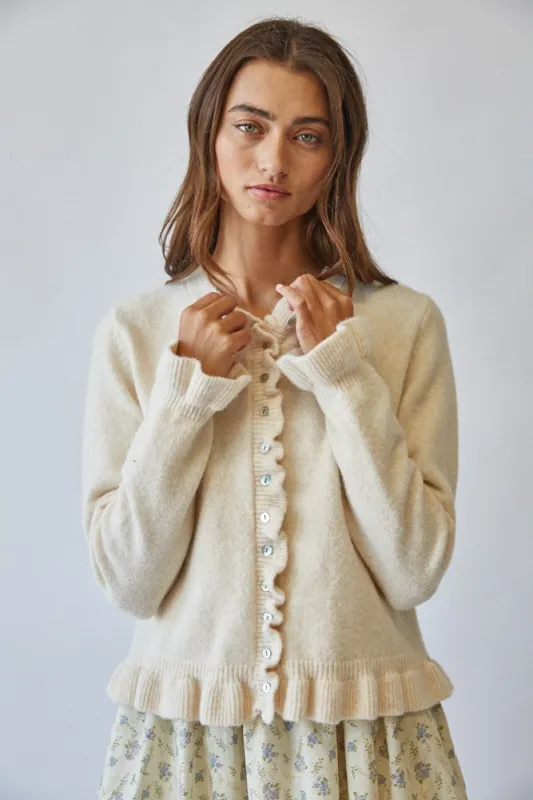 Ruffle Me Cozy Knit Cardigan sold by Brightside Boutique