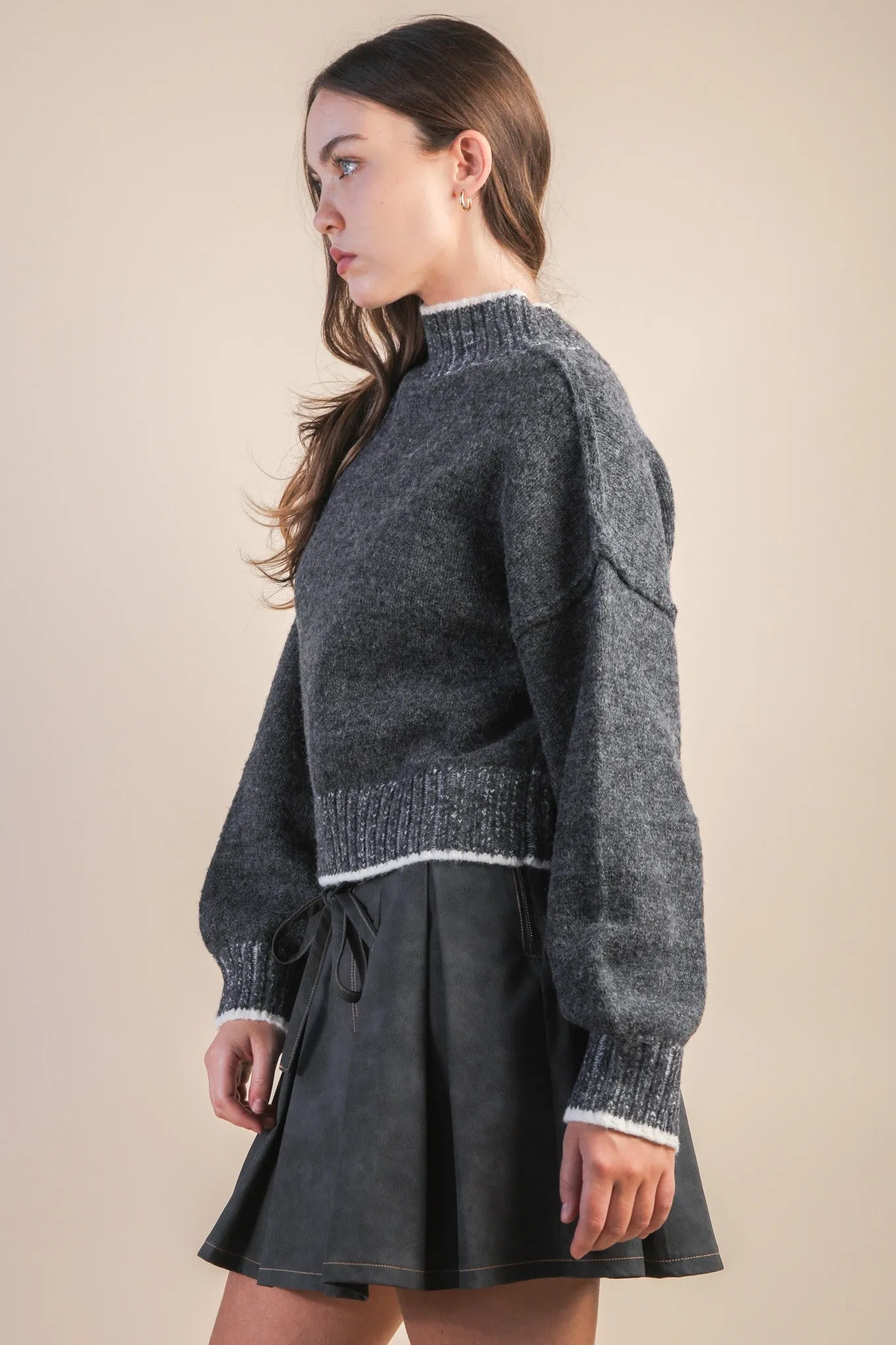 The Warm Brew Mock Neck Sweater sold by Brightside Boutique product image thumbnail 2