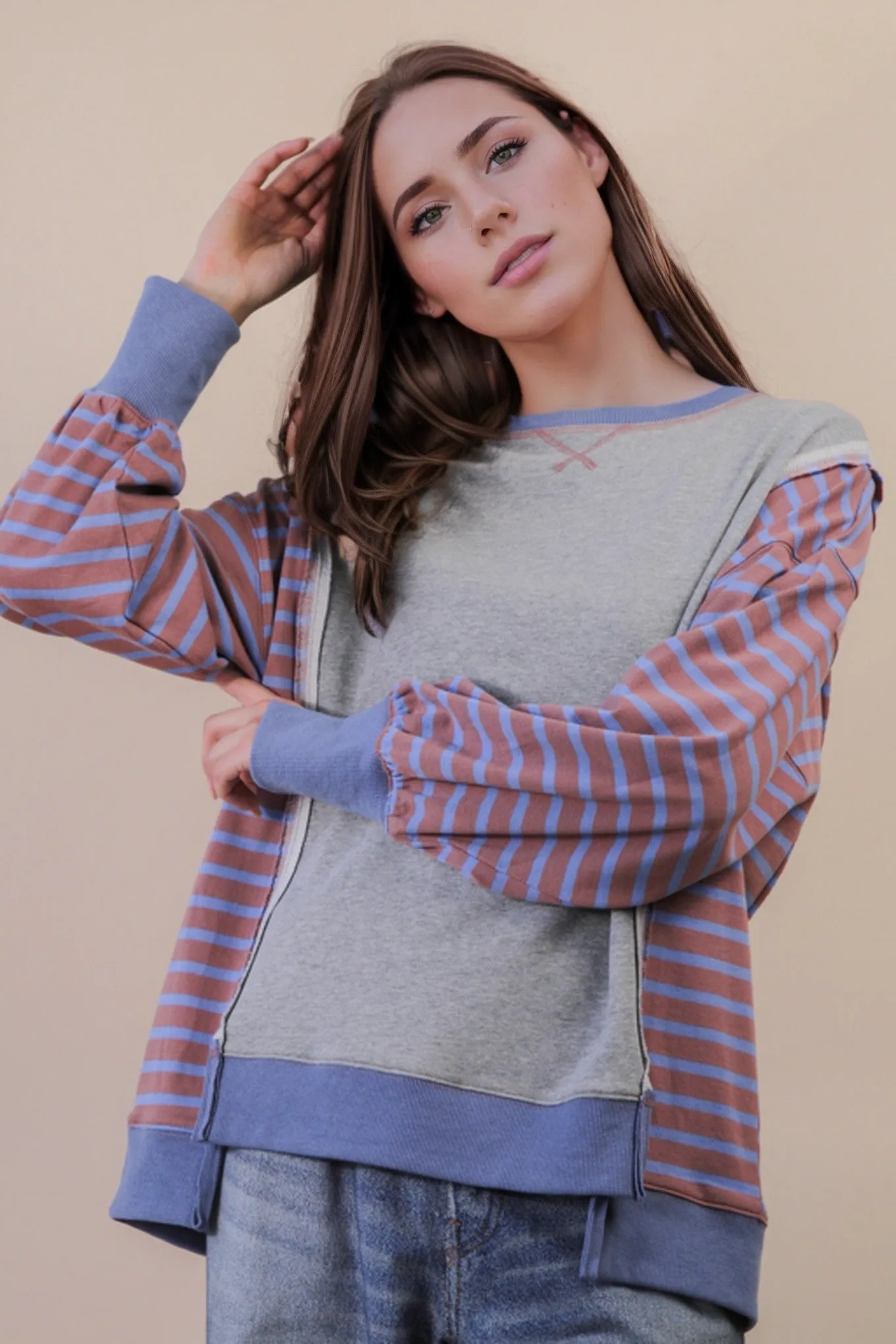 Borrowed Stripes Pullover sold by Brightside Boutique product image thumbnail 5