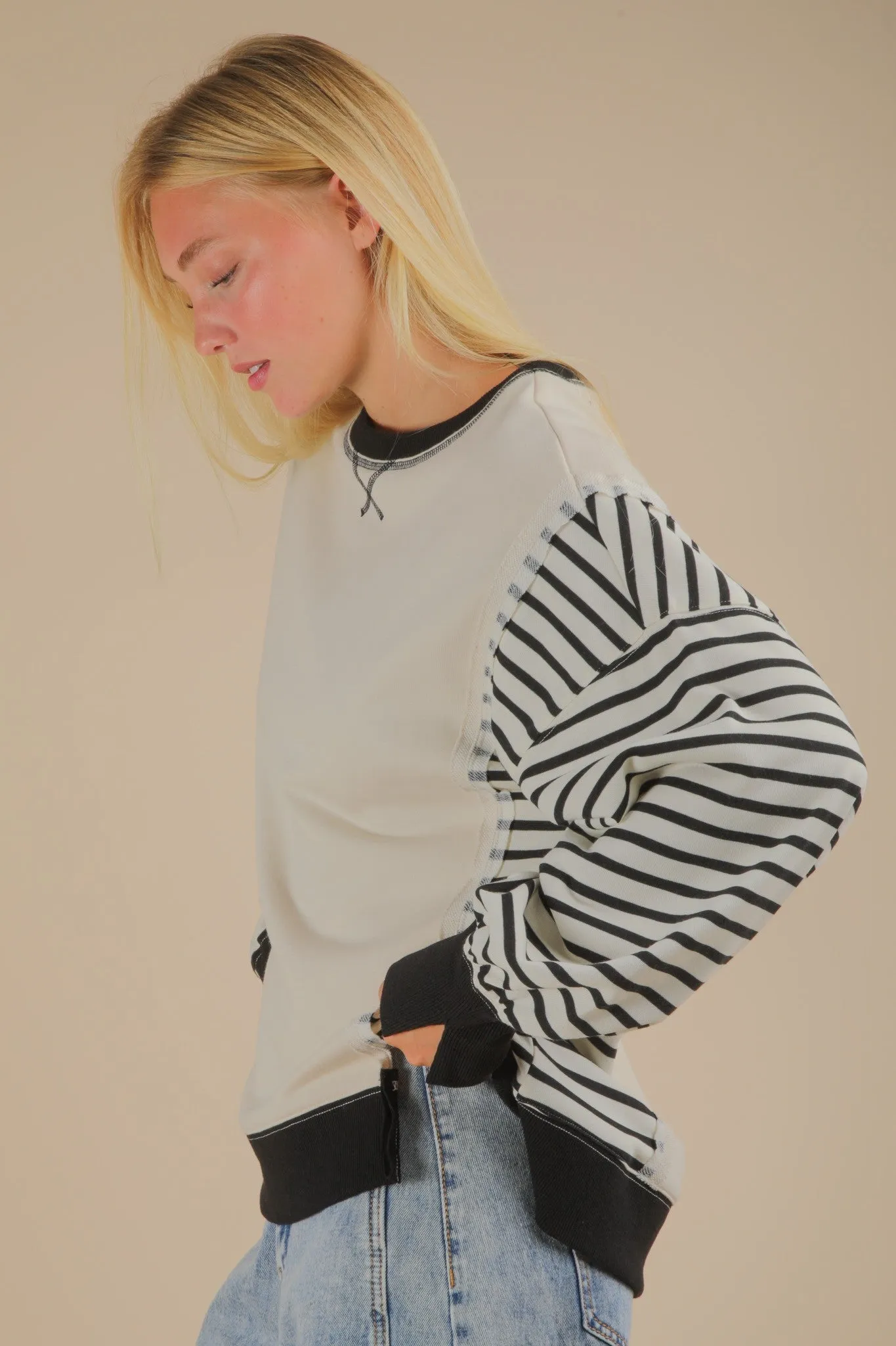 Borrowed Stripes Pullover sold by Brightside Boutique product image thumbnail 3