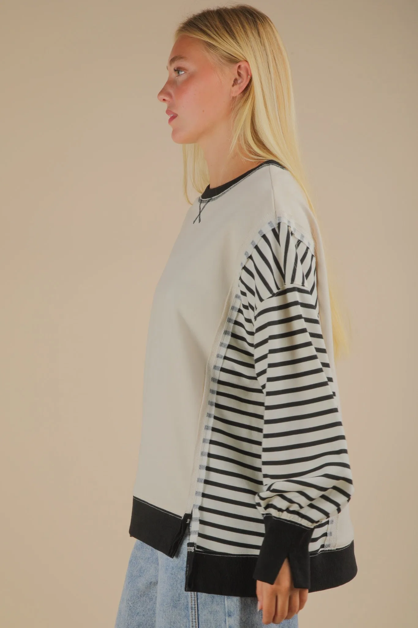 Borrowed Stripes Pullover sold by Brightside Boutique product image thumbnail 2