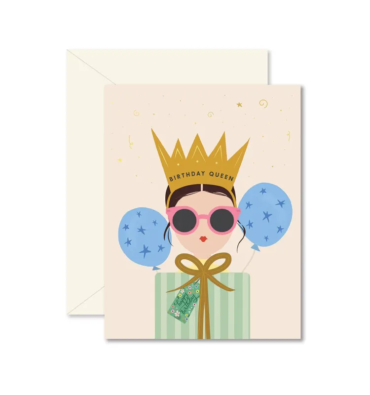 Birthday Queen Brunette Greeting Card made by Brightside Boutique