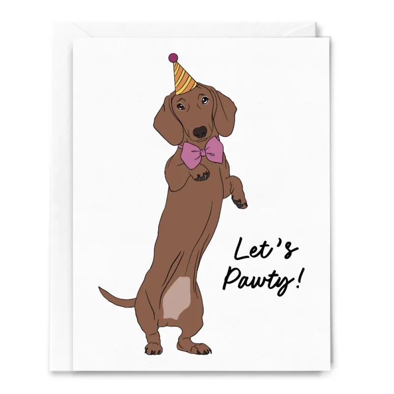 Let's Pawty Dachshund Card sold by Brightside Boutique