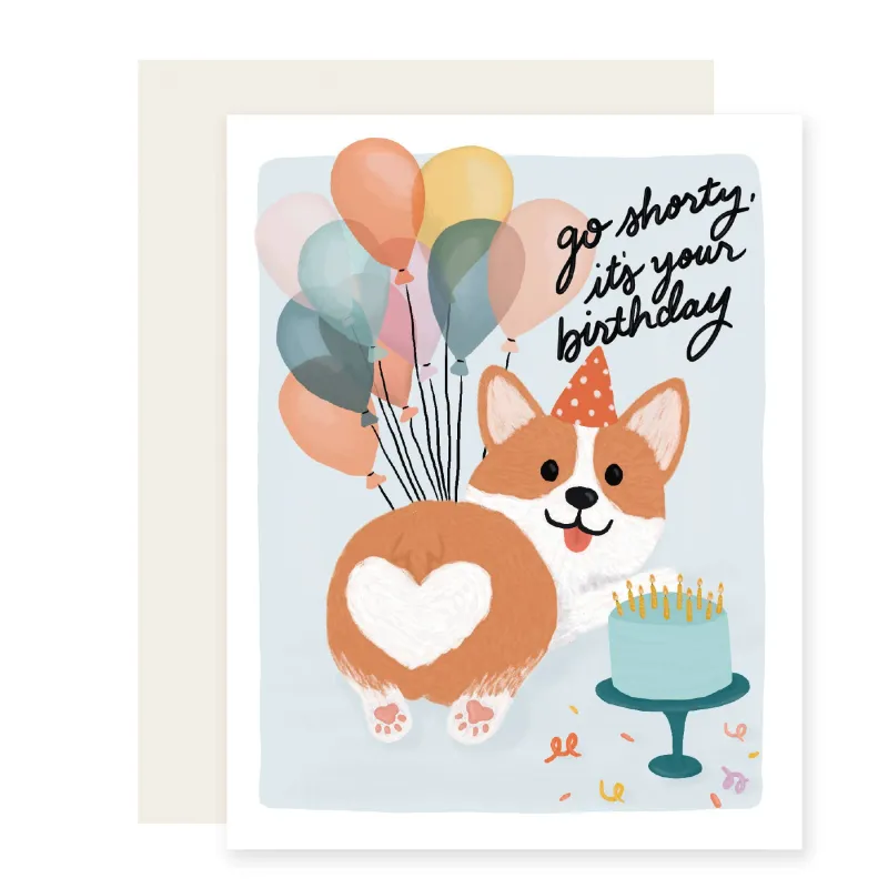Shorty Corgi Birthday Card sold by Brightside Boutique