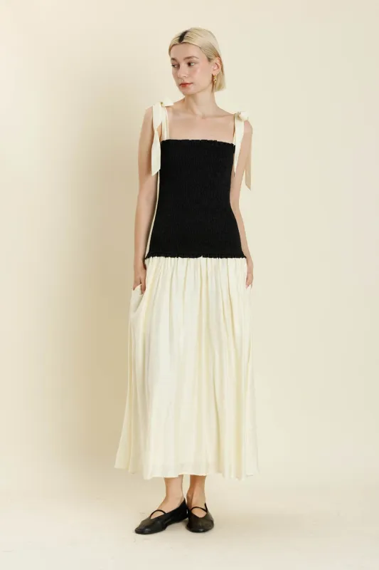 Evelyn Smocked Midi Dress sold by Brightside Boutique