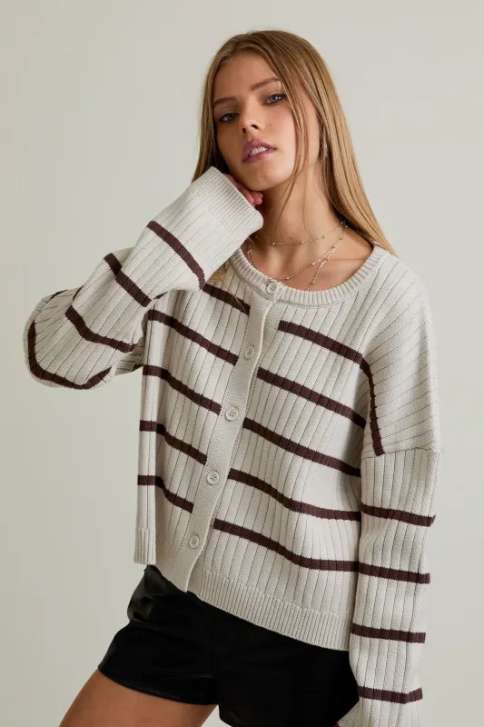 Heritage Stripe Cardigan sold by Brightside Boutique
