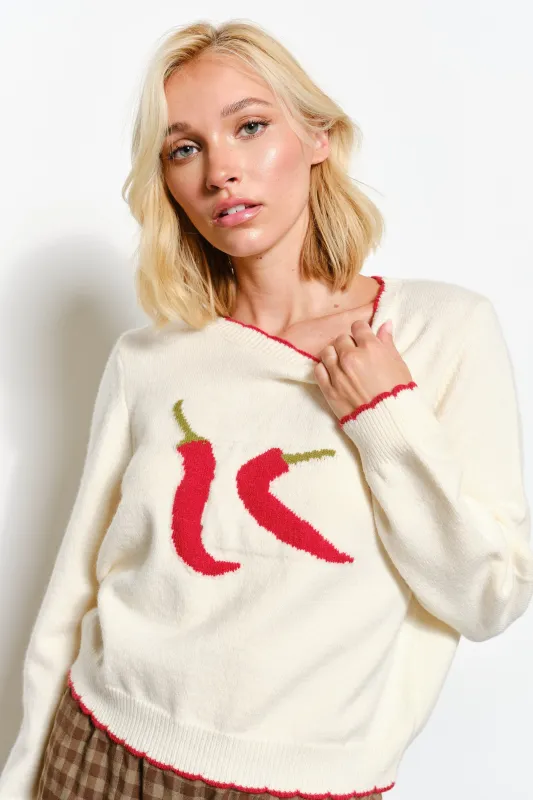 Carly Chili Print Sweater made by Pretty Garbage