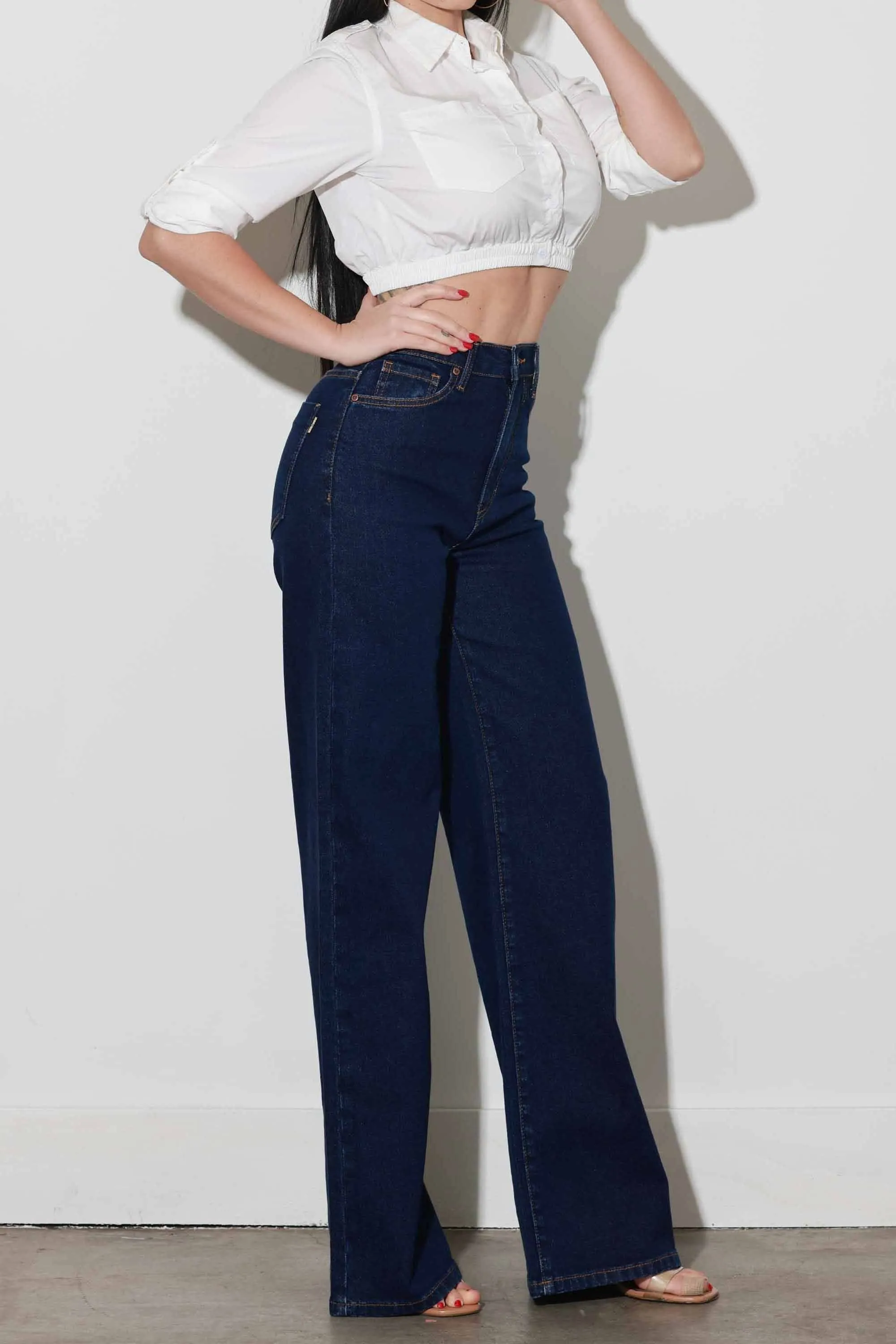 The Signature Wide Leg Jean sold by Brightside Boutique