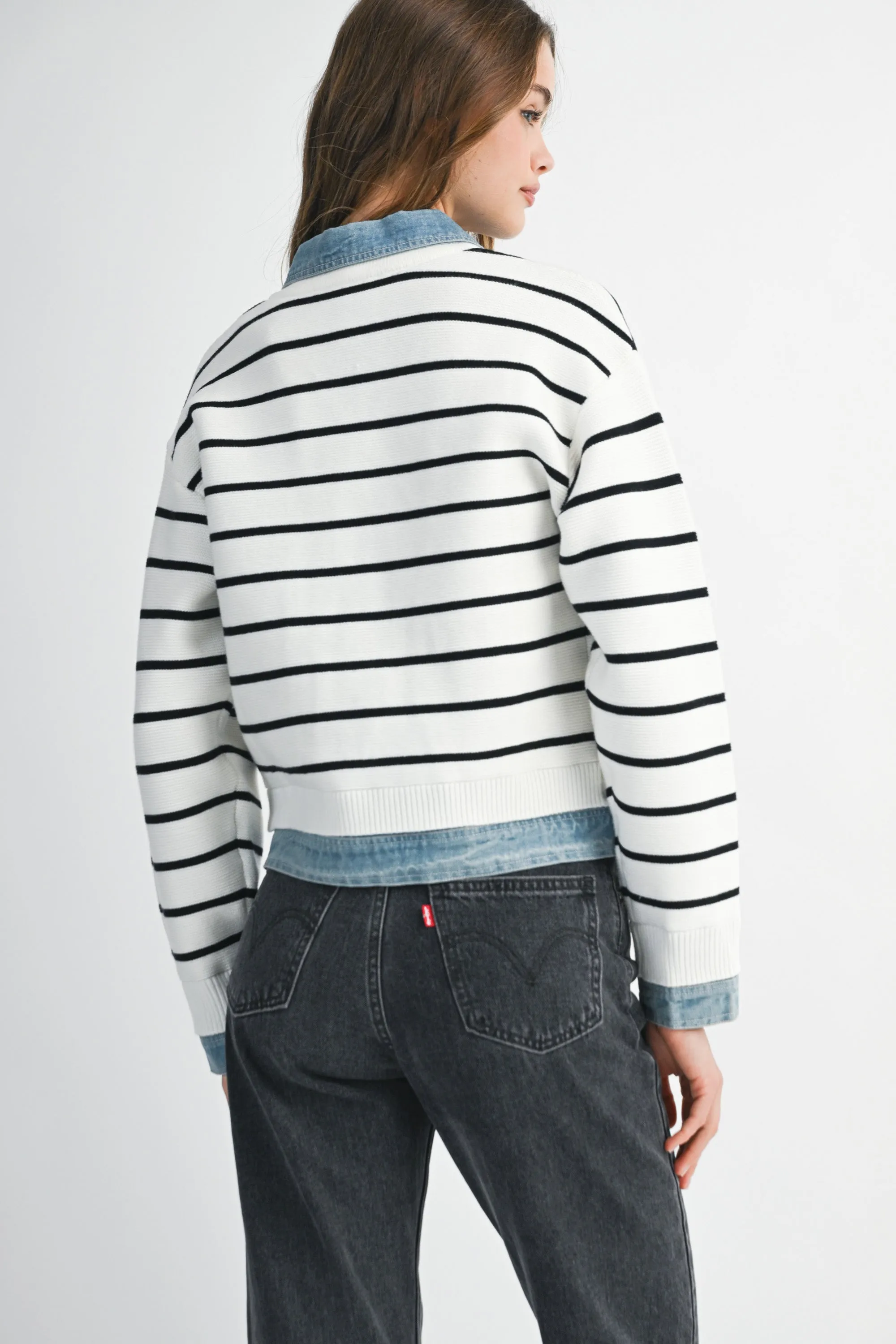 Selvedge Stripe Cardigan sold by Brightside Boutique product image thumbnail 3