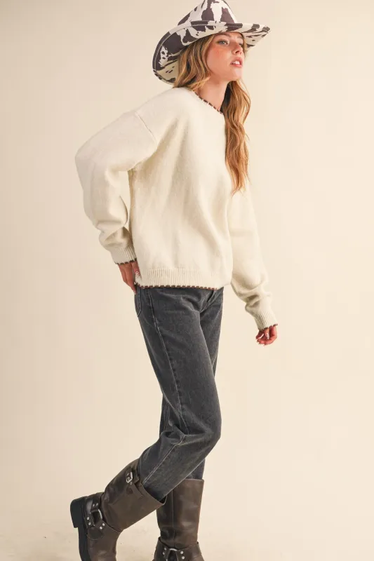 Ivory Wave Sweater sold by Brightside Boutique