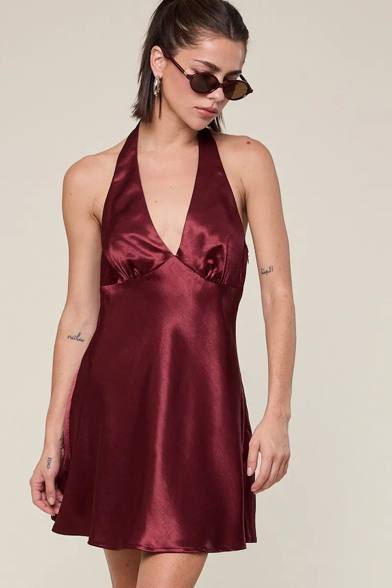 Golden Hour Halter Mini Dress sold by Brightside Boutique