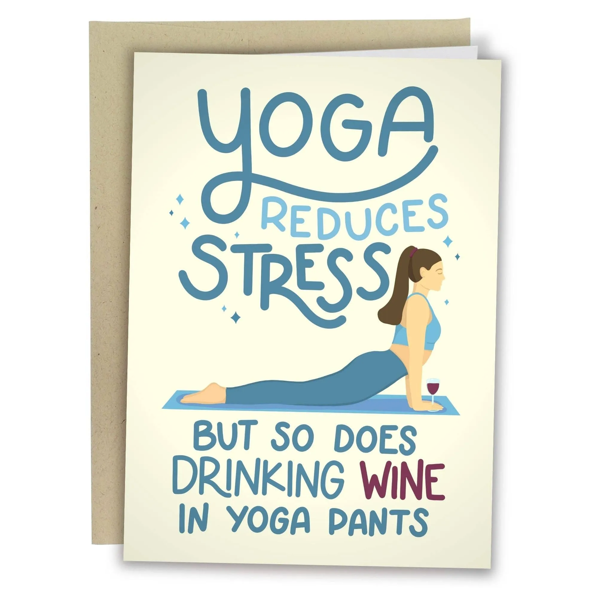 Yoga Reduces Stress Greeting Card sold by Brightside Boutique