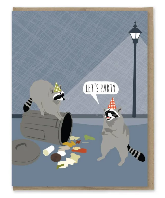 Raccoon Party Birthday Card sold by Brightside Boutique