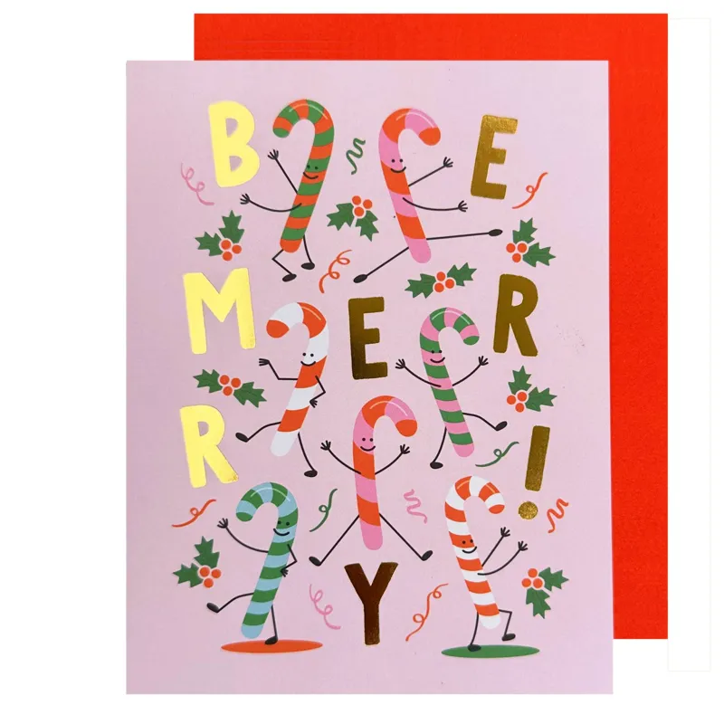 Be Merry Candy Canes Christmas Card sold by Brightside Boutique