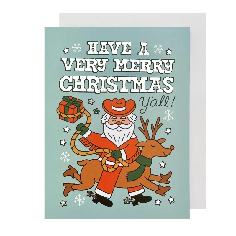 Cowboy Claus Christmas Card sold by Brightside Boutique