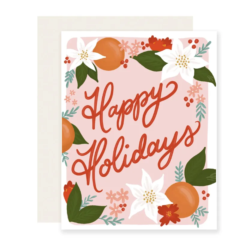 Orange Floral Holiday Card sold by Brightside Boutique