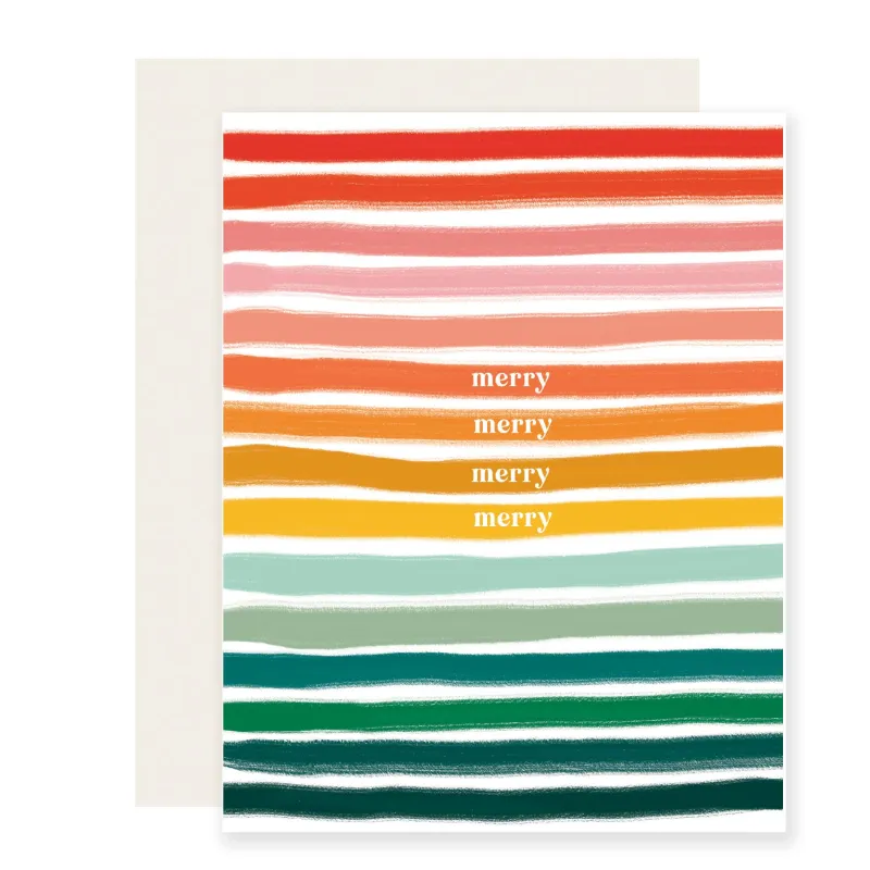 Merry Merry Stripes Holiday Card sold by Brightside Boutique
