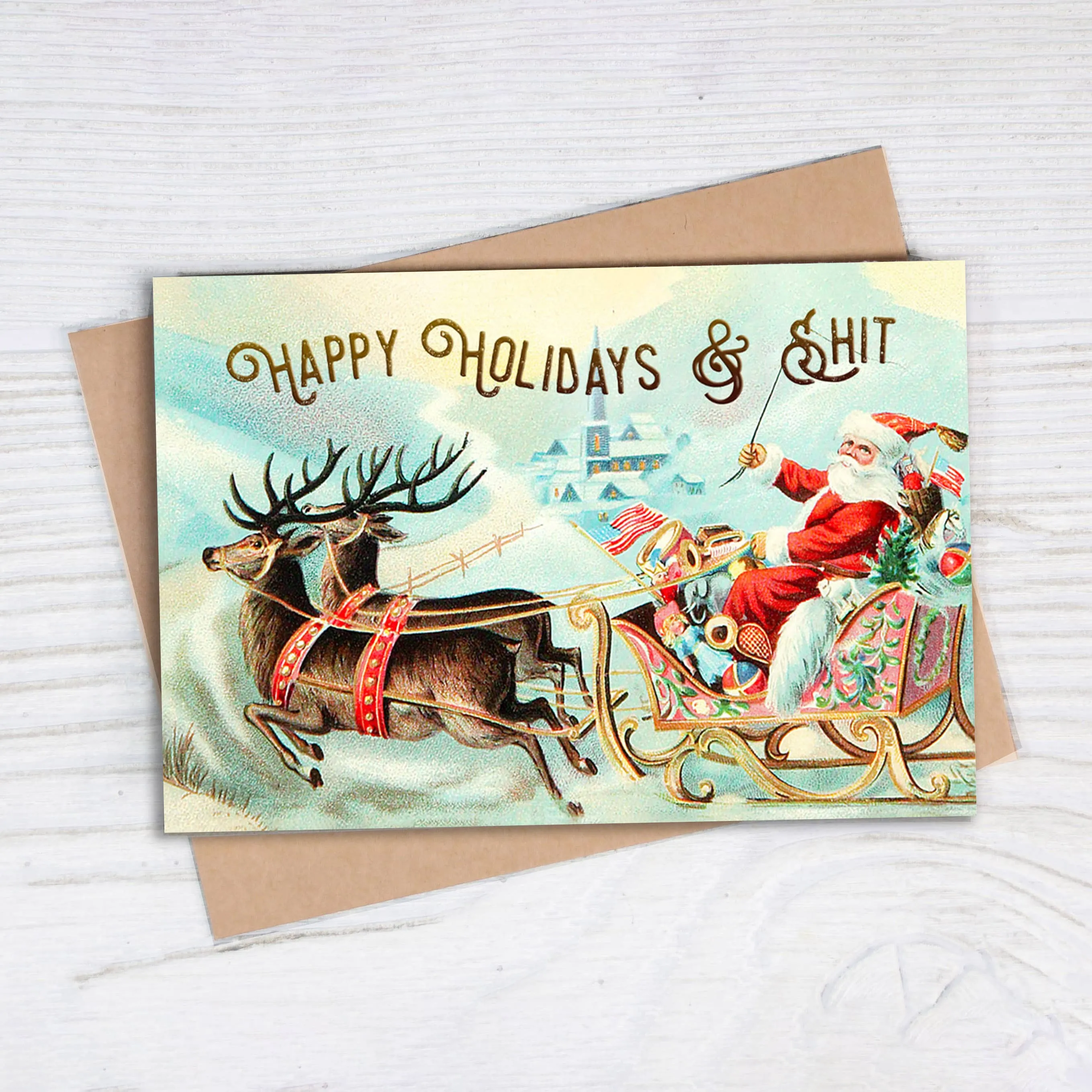 Happy Holidays & Shit Christmas Card sold by Brightside Boutique product image thumbnail 2