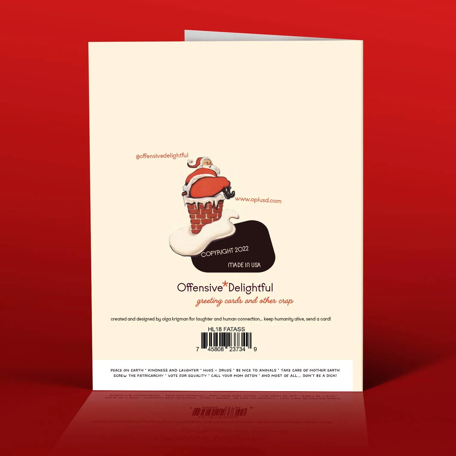 FAT ASS SANTA Christmas Card sold by Brightside Boutique product image thumbnail 5