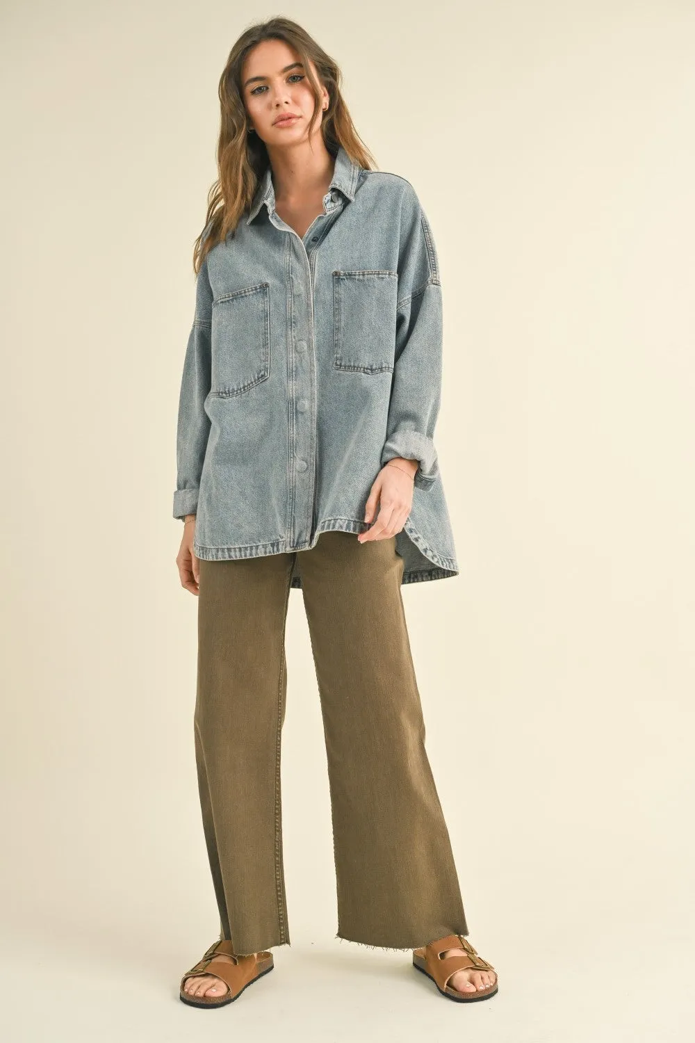 Concrete Wash Snap Shacket sold by Brightside Boutique product image thumbnail 4