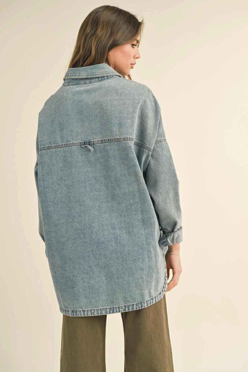 Concrete Wash Snap Shacket sold by Brightside Boutique product image thumbnail 3