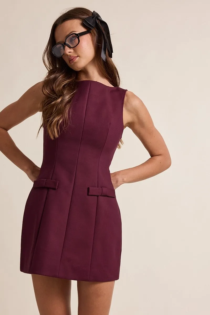 Winterglow Ribbon Mini Dress sold by Brightside Boutique