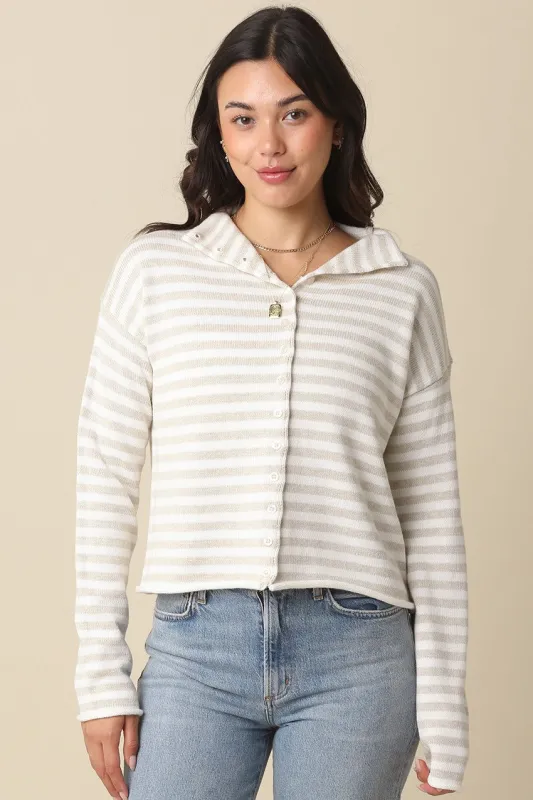 Elina Stripe Knit Top made by Olivaceous