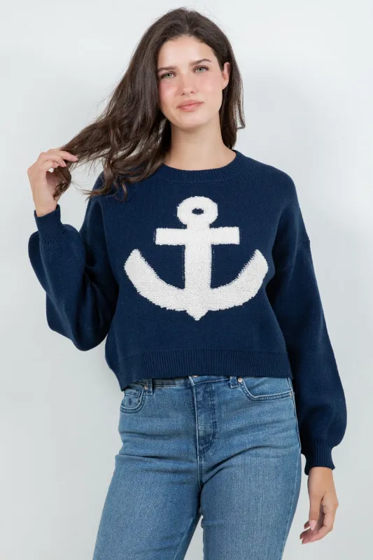 Royal Anchor Sweater sold by Brightside Boutique