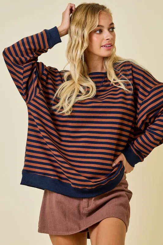 Heritage Contrast Stripe Pullover sold by Brightside Boutique