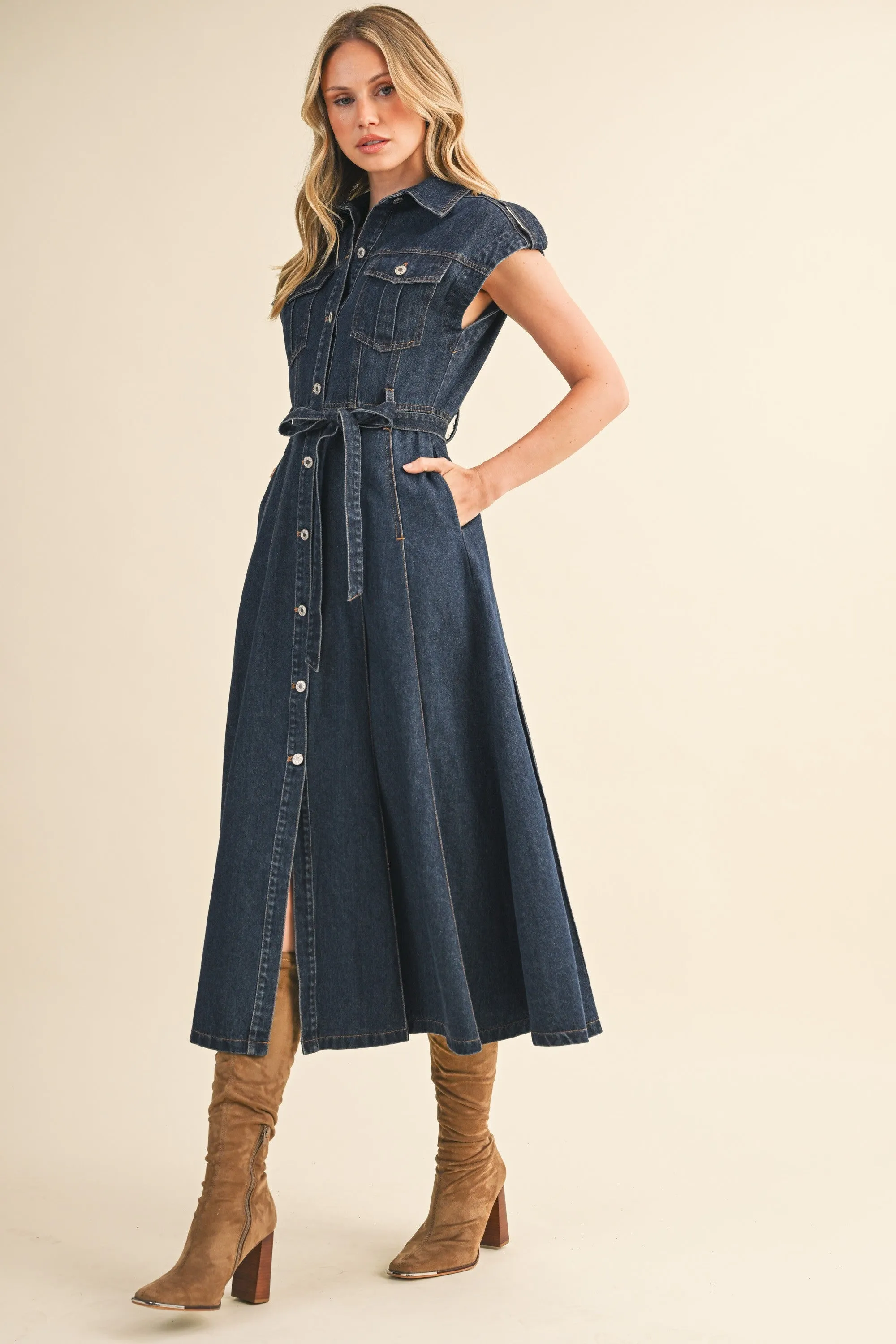Bluebird Denim Midi Dress sold by Brightside Boutique product image thumbnail 2