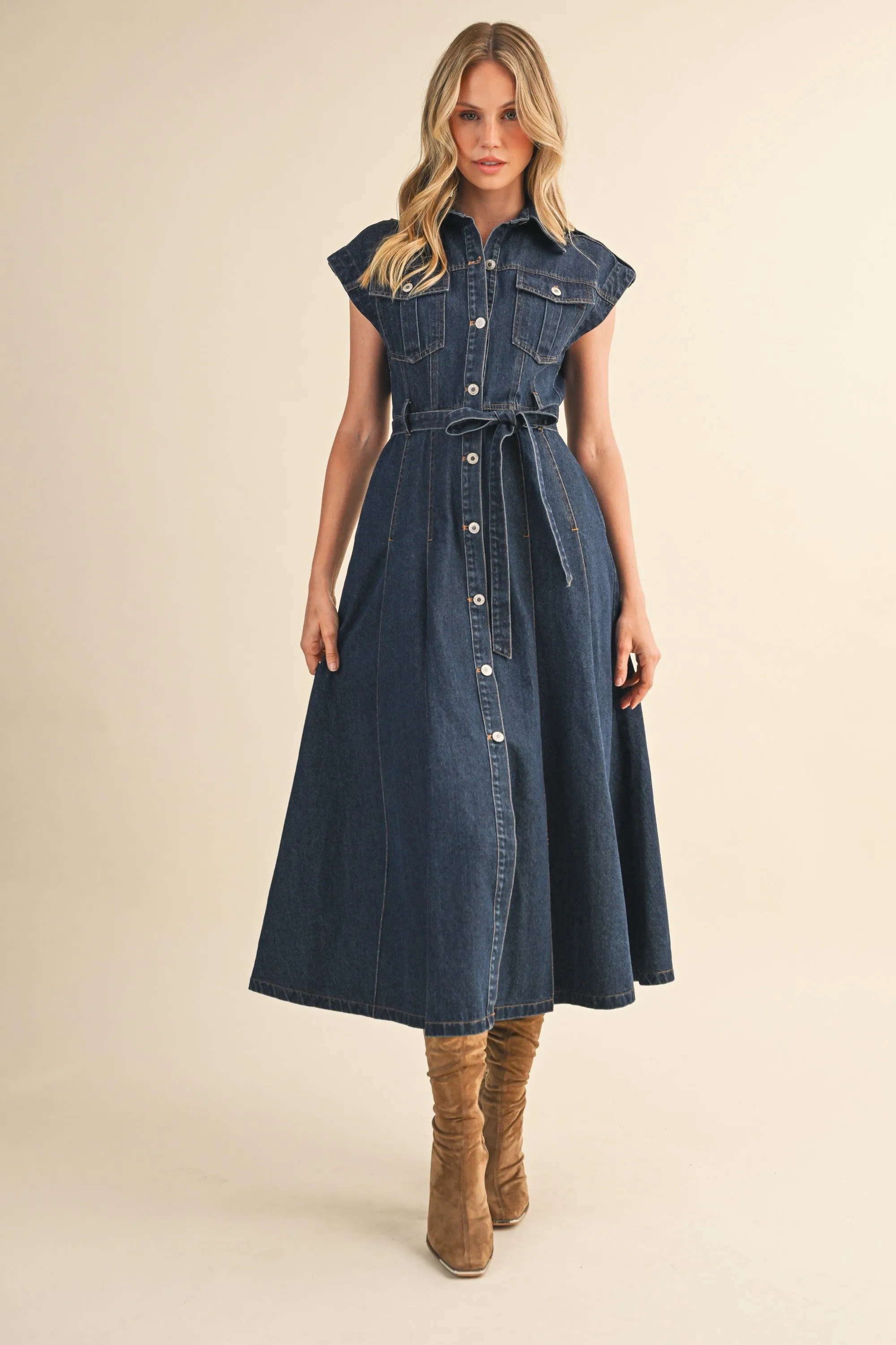 Bluebird Denim Midi Dress sold by Brightside Boutique product image thumbnail 3