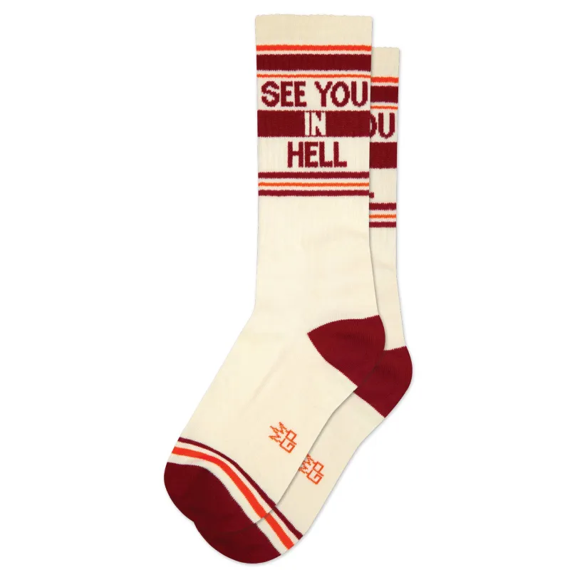 See You in Hell Gym Crew Socks sold by Brightside Boutique