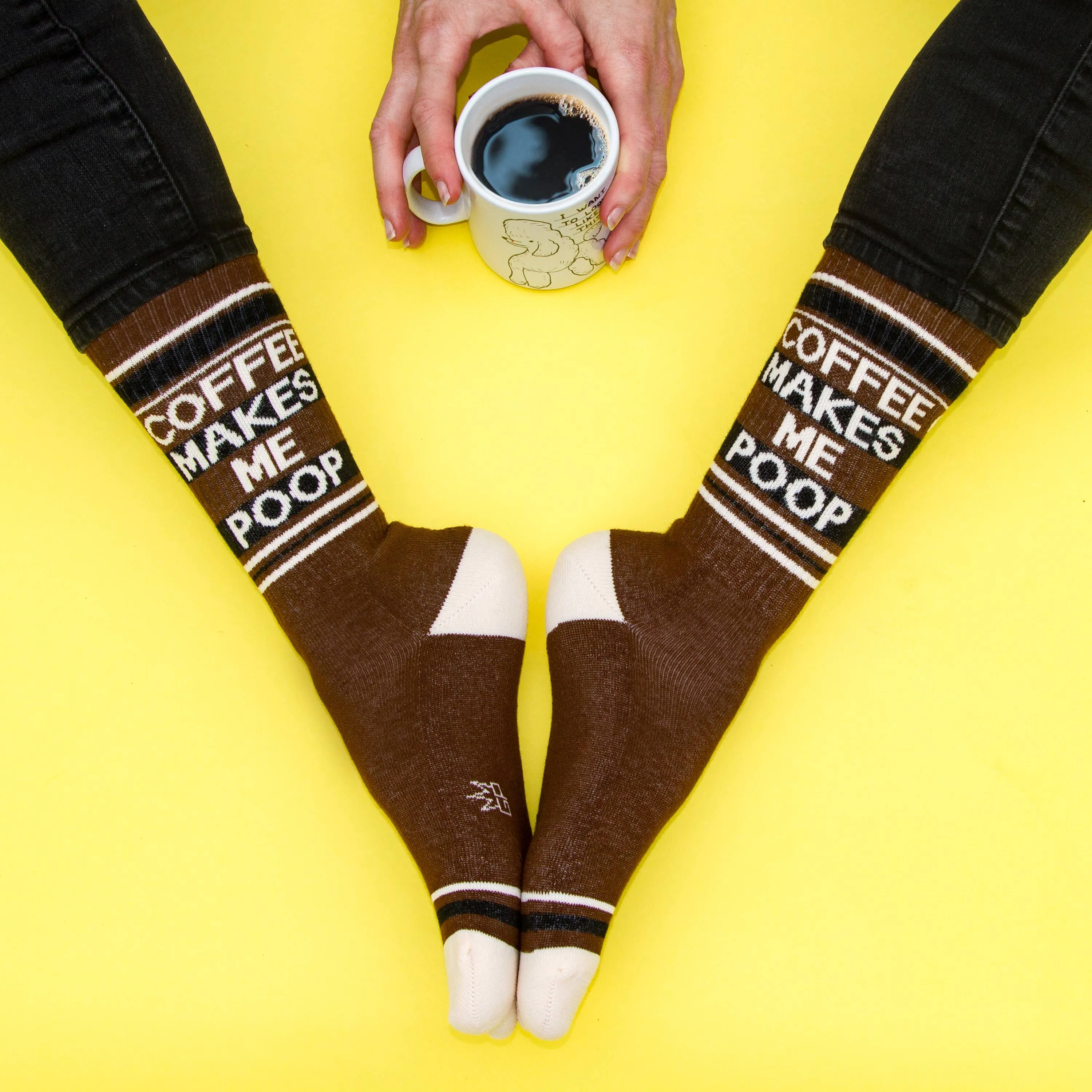 Coffee Makes Me Poop Gym Crew Socks sold by Brightside Boutique product image thumbnail 3