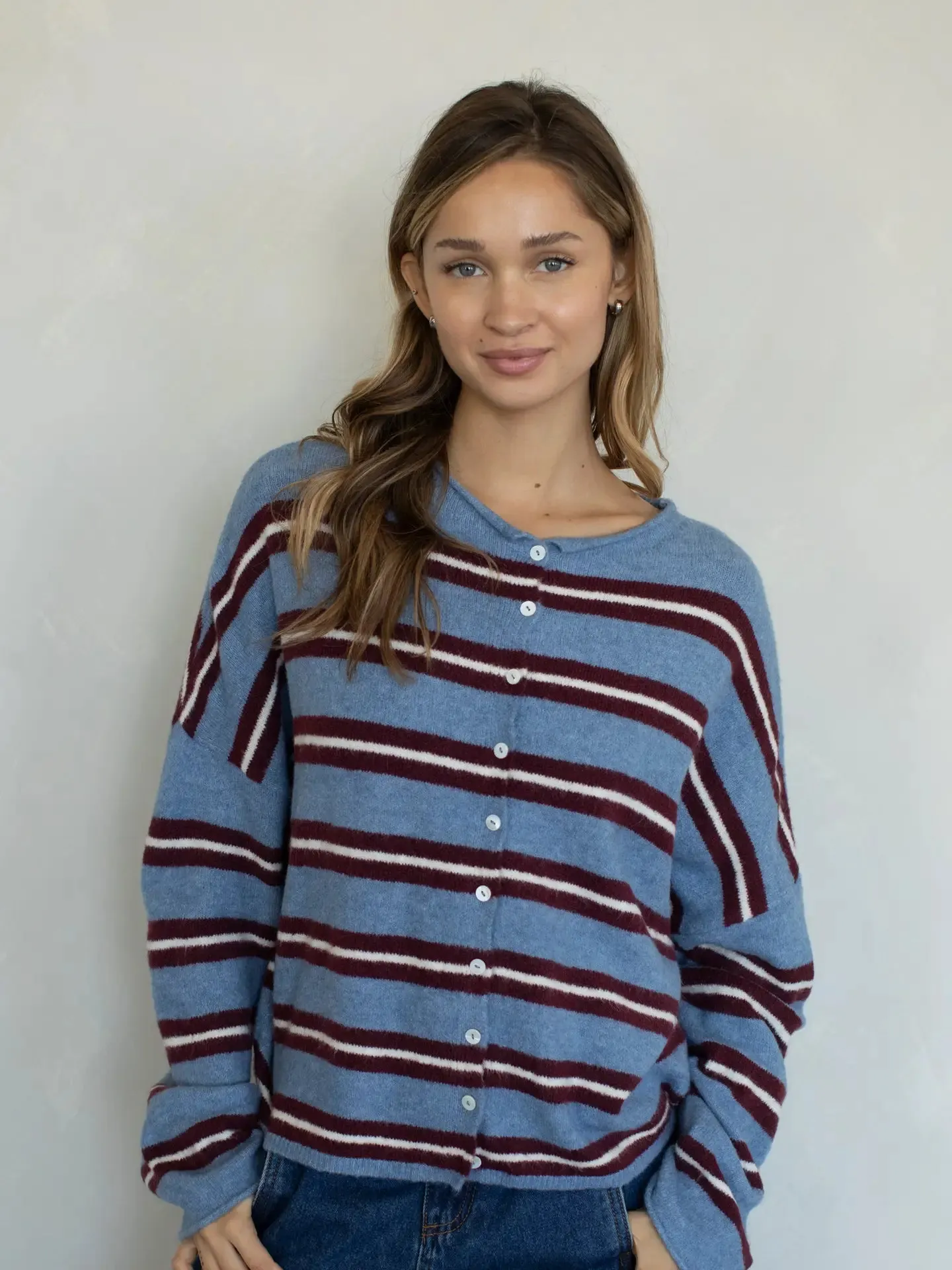 Piper Varsity Stripe Cardigan sold by Brightside Boutique