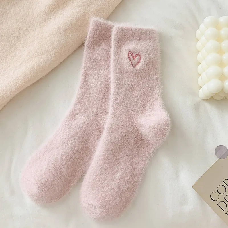Fluffy Heart Socks made by Brightside Boutique