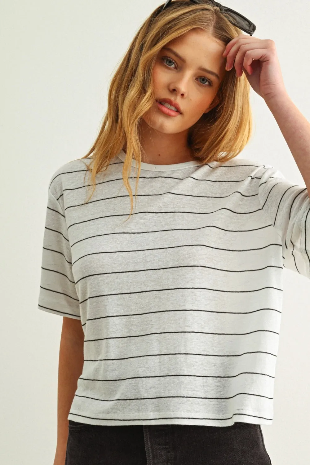 The Clean Stripe Linen Top sold by Brightside Boutique product image thumbnail 5