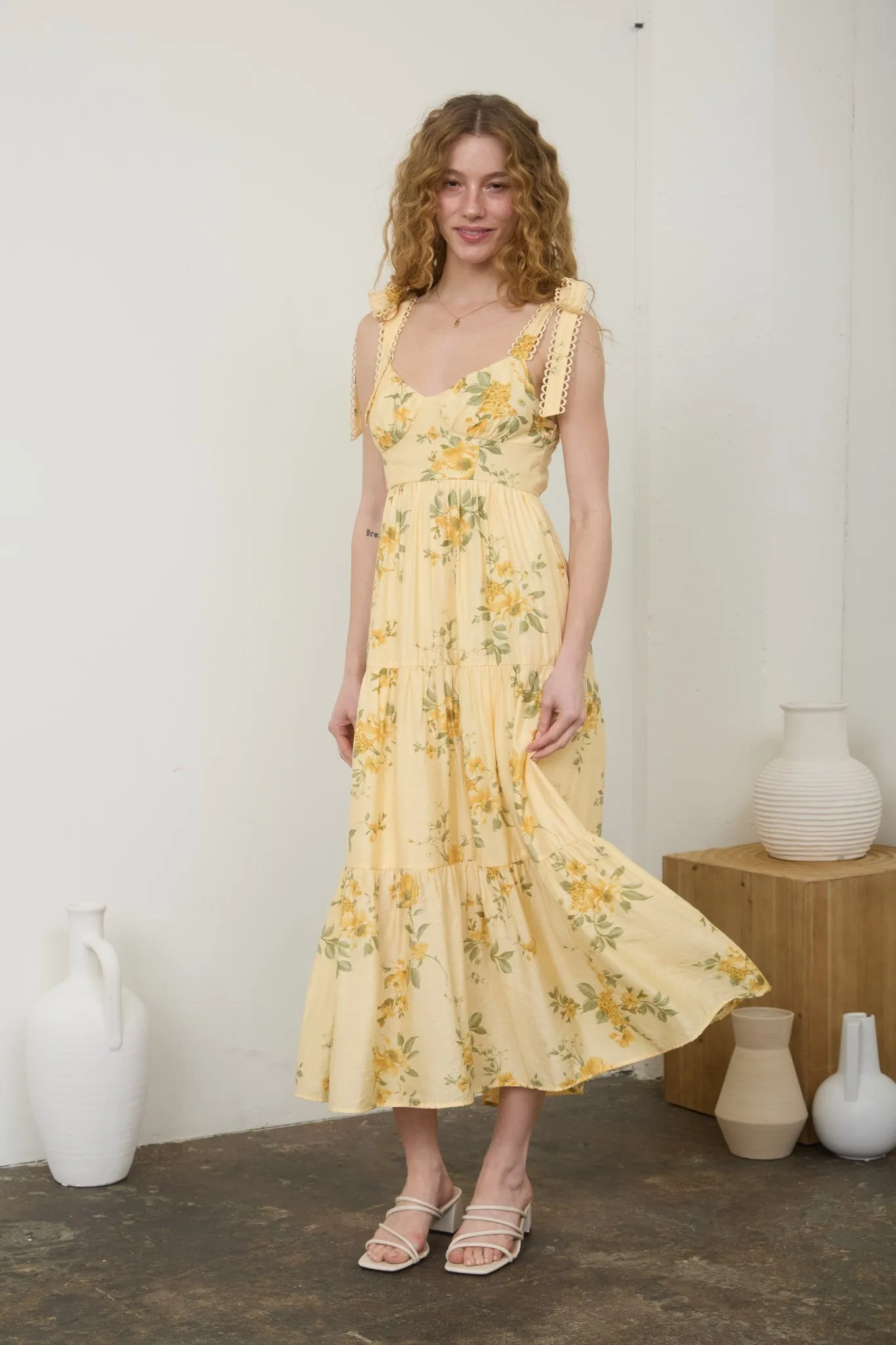 Garden Lace Midi Dress sold by Brightside Boutique