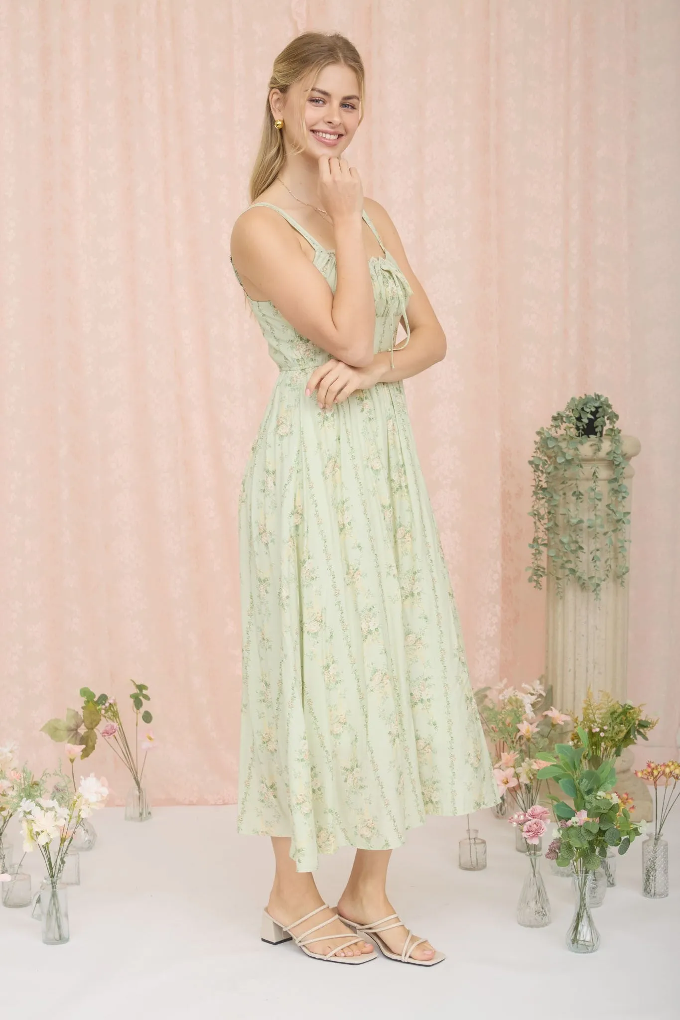 Petal Kiss Corset Midi Dress sold by Brightside Boutique product image thumbnail 2