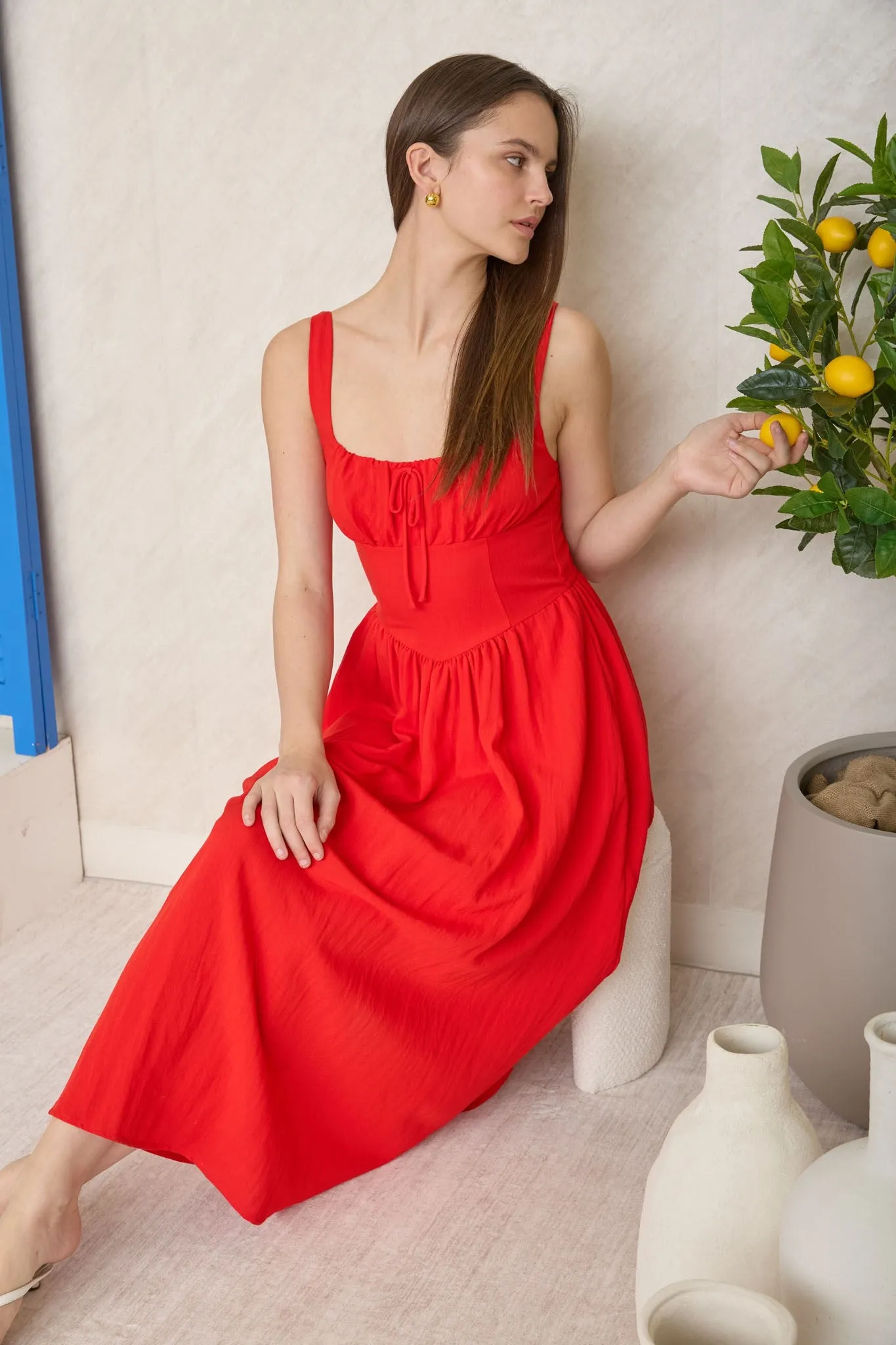 Flirty Knot Corset Midi Dress sold by Brightside Boutique product image thumbnail 3