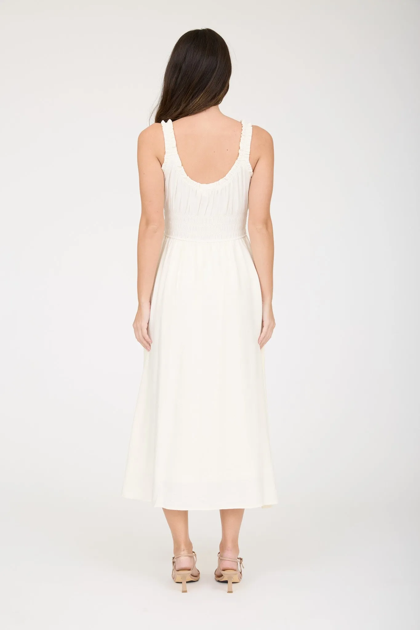 Sunlit Tie-Front Shirred Midi Dress sold by Brightside Boutique product image thumbnail 3