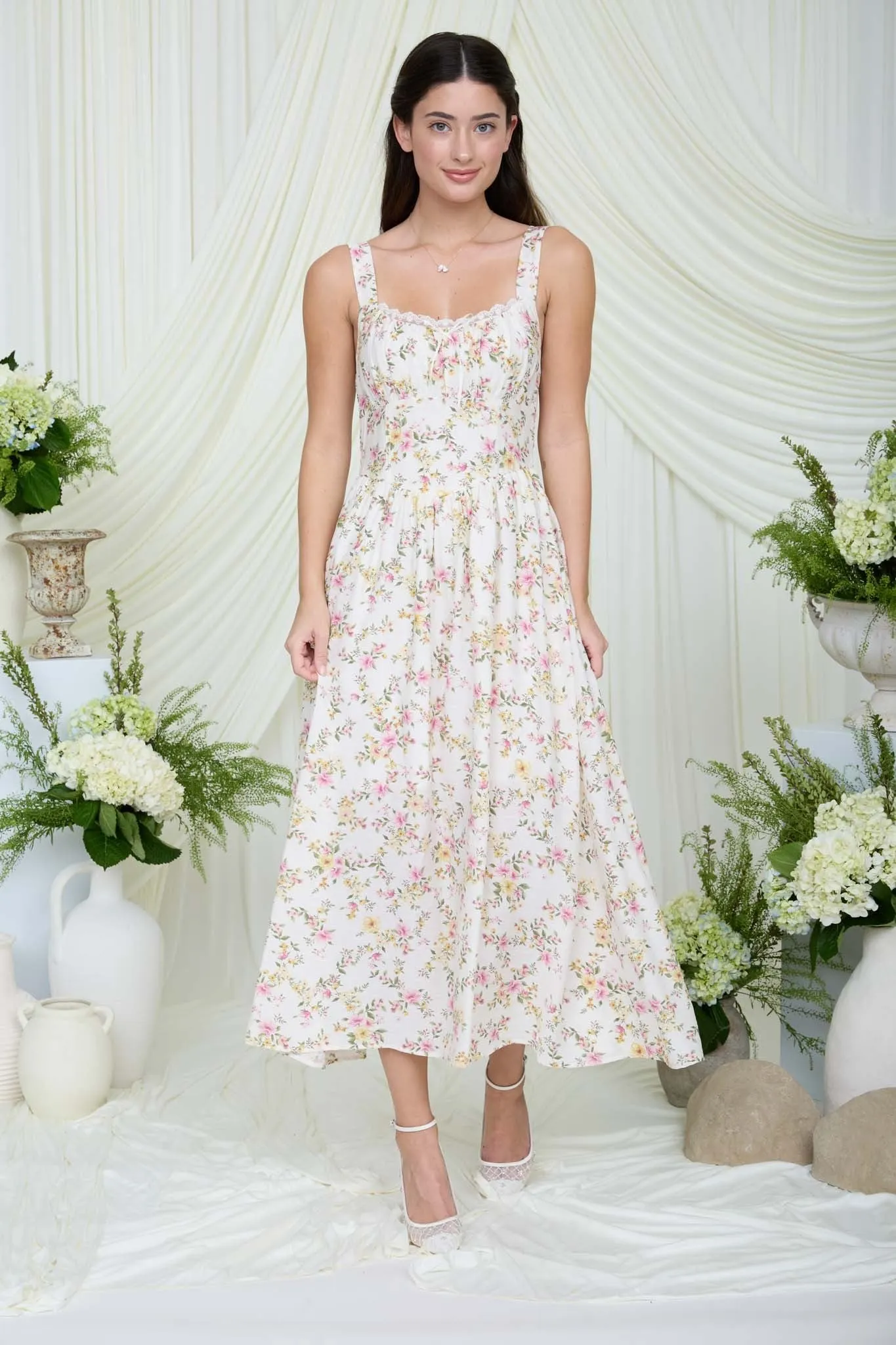 Lace Garden Corset Midi Dress sold by Brightside Boutique